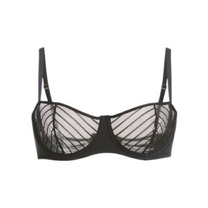 WOLFORD women’s black Shadow stripe balconette underwire unpadded bra size 32A
